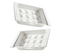 BUGUUYO 2pcs Multi-Compartment Plastic Egg Storage Boxes 12 Grids, Household Refrigerator Egg Holder Drawer Organiser for Food Preservation and Fridge Storage