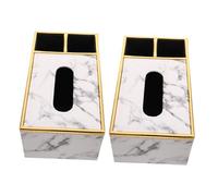 BUGUUYO 2pcs Multipurpose PU Leather Tissue Storage Box with Remote Organizer Stylish Marble Pattern Tissue Holder for Bathroom Kitchen Living Desktop Container X X