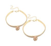 BUGUUYO 2pcs Pet Collar with Bell: Elastic Cat Dog Necklace for Dressing up - Bling Rhinestone Collar for Everyday Use and Special Events