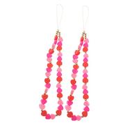 BUGUUYO 2pcs Pink Love Lanyard Polymer Clay Heart Design Beaded Phone Chains for Mobile Phone Accessories Unique Charms Hanging Lanyards