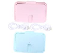 BUGUUYO 2pcs Portable USB Baby Wipe Warmers Wet Tissue Dispensers for Newborns with Temperature Control, Blue and Pink, Compact Travel Baby Tissue Heater