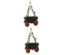 BUGUUYO 2pcs Rattan Bird Nest for Parrots Natural Hanging Swing Nest Easy to Install Safe Material for Chewing and Playing for Budgies Cockatiels and Other Small Birds