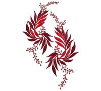 BUGUUYO 2pcs Red Embroidered Leaf Appliques for Clothing and Backpacks, Sew on Decorative Patches Embroidery Thread, Chic Fashionable DIY Clothes Supplies for Sewing and Decorating