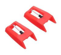 BUGUUYO 2pcs Red Record Stylus Replacement Needles for Vinyl Record Player Turntables Made of Plastic and Aluminum Portable Design Improves Tone Quality for Phonograph