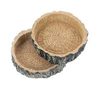 BUGUUYO 2pcs Reptile Feeding Bowls Natural Pattern Food and Water Dishes for Tortoise Lizard Gecko Snake for Easy Access and Habitat Decor