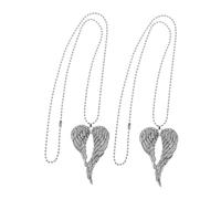 BUGUUYO 2pcs Retro Alloy Wings Necklace Pendant Car Rear View Mirror Hanging Ornament Dual-use Vintage Wing Pendant Stylish Car Interior Decoration and Fashion Accessory