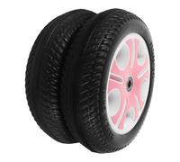 BUGUUYO 2pcs Tricycle Rear Wheel Replacement Set, Universal Bicycle Rear Axle Wheels for Training Bike, Push Tricycle Spare Parts, Pink and White