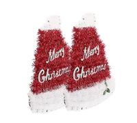 BUGUUYO 2pcs Xmas Santa Hat Hanging Ornaments Foil Fringed Decorative Pendants for Christmas Home Party Supplies Bedroom Living Festive Holiday Decorations