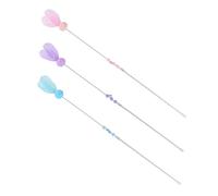 BUGUUYO 3 Pcs Interactive Cat Teaser Sticks Kitten for Indoor Cats Lightweight Flexible Exercise Pet Supplies in Pink Blue Purple