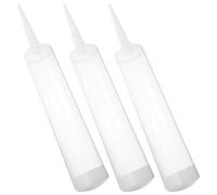 BUGUUYO 3 Sets 300Ml Empty Fillable Caulk Tubes with Fine Tip Nozzle and Plunger, Plastic Reusable Sealant Bottles for Home Repairs and Tile Grout Application