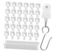 BUGUUYO 30 Pcs Curtain Track Gliders with Hooks Heavy-duty Roller Accessories for Drapery Window and Shower Curtains Suitable