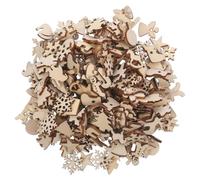BUGUUYO 300pcs Unfinished Small Wooden Slices Christmas Tree Hanging Decorations DIY Craft Baubles for Painting and Holiday Ornament Making