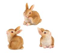 BUGUUYO 3pcs Adorable Brown Resin Rabbit Miniature Ornament