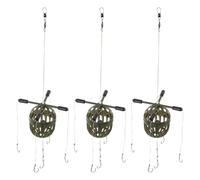 BUGUUYO 3pcs Carp Fishing Feeder Cage Kit with Bait Holder Hooks, High-strength Four-prong Bait Cage Rig for Freshwater River and Lake Angling