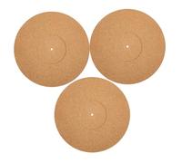 BUGUUYO 3pcs Cork Turntable Slipmats Recessed Vinyl Mats for Record Players Static Vibration Reduction Enhances Bass and Prevents Record Slippage with Precision Fit