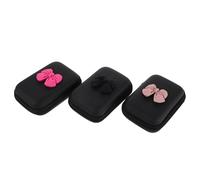BUGUUYO 3pcs Earbud Carrying Case Set with Zipper, Hard Eva Protective Earphone and Data Cable Organizer, Portable Electronics Storage Bag for Travel and Commuting (black, Rose Red, Pink