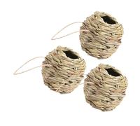 BUGUUYO 3pcs Hand Woven Natural Grass Bird Nest Cozy Hummingbird Squirrel Nesting Box for Small Birds Secure Predator Protection for Garden Balcony Use