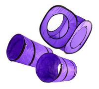 BUGUUYO 3pcs Purple Kitten Tube Tunnel Set with Tear-resistant Polyester and Sturdy Steel Wire Frame, and Square Pet Cat Tunnel for Interactive Play and Exercise