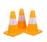 BUGUUYO 3pcs Yellow Traffic Cone Barrier with Reflective Safety Triangles Heavy Duty Plastic Roadside Emergency Cones for Vehicle Safety and Night Visibility