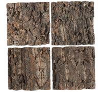 BUGUUYO 4 Pcs Cork Bark Reptile Background Aquarium Tank Decor Gecko Lizard Frog Bearded Dragon Easy Installation Natural Bark Wall Decoration (15 x 15 Inches)