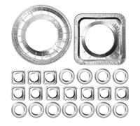 BUGUUYO 40pcs Aluminum Foil Gas Stove Liners, Oil Proof Disposable Cooktop Protector, Heat Resistant Kitchen Burner Mat Round Sqaure Covers, for Home Chef
