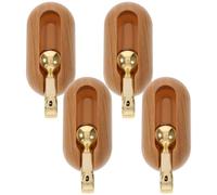 BUGUUYO 4pcs Adhesive Wall Hooks for Clothes and Towels No-Drill Coat Hangers with Strong Hold Minimalist Natural Wood Color Multi-Purpose for Bathroom Bedroom Kitchen Door and Closet Use