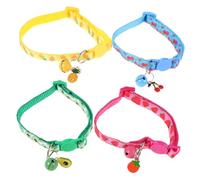 BUGUUYO 4pcs Adjustable Kitten Collars with Bell and Fruit Pendant Breakaway Safety Buckle Cat Collars for Daily Wear and Summer Parties Lightweight Comfortable Fit for Growing Pets