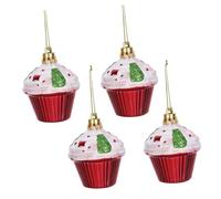 BUGUUYO 4pcs Christmas Hanging Ornaments Cake Shape Decor for Tree Wall Party Xmas Pendant for Holiday Celebrations Weddings Festive Events