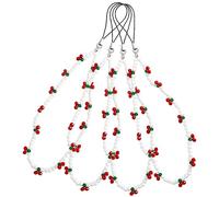 BUGUUYO 4pcs Cute Cherry Beads Phone Lanyard Bag Hanging Straps with Charming Wrist Strap for Mobile Phones DIY Accessories for Women Multi Purpose