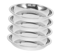 BUGUUYO 4pcs Elevated Pet Bowl Stainless Steel Bowls Slow Eating Shallow for Cats Dogs Whisker-friendly Non-slip Easy Maintenance