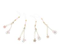 BUGUUYO 4pcs Japanese Style Rabbit Bell Phone Charm Set, Handcrafted Cellphone Hanging Decor with Cute Bunny Pendant and Ear Bells, Keychain Lanyard Accessories for Phone and Bag