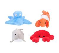 BUGUUYO 4pcs Ocean-themed Catnip Toys Interactive Bite-resistant Plush Playthings for Indoor Cats Engaging Pet Toys to Reduce Furniture Damage and Strengthen Bonds
