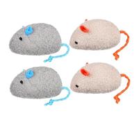 BUGUUYO 4pcs Plush Cat Mouse for Indoor Cats, Sturdy Chew and Scratch Resistant Pet Teething, Soft Herbal Scented Mice in Dark Grey and Beige Colors