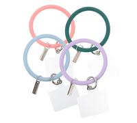 BUGUUYO 4pcs Soft Liquid Silicone Anti-lost Phone Rings with Wrist Strap Phone Lanyards for Mobile Cases Keys Bags Travel and Outdoor Use Fashionable Colors Purple Pink Blue Grey Dark