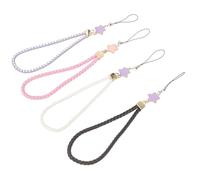 BUGUUYO 4Pcs Star Pendant Phone Lanyard Wrist Strap Set, Leather Braided Anti-Lost Keychain for Mobile Phone, Camera, and Keys, Hanging Rope for Everyday Use Random Color Random Color