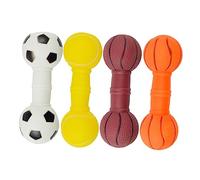 BUGUUYO 4Pcs Vinyl Barbell Dog Chew Interactive Squeaky Playthings for Puppies Bite Resistant Molar Sticks to Reduce Boredom and Destructive Behavior