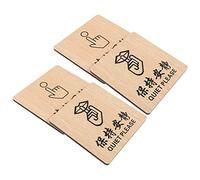 BUGUUYO 4Pcs Wooden Hotel Door Signs Quiet Please Please Ring The Doorbell Reminder Tags Signs for Offices Homes Hotels Multipurpose Use