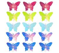 BUGUUYO 50pcs Butterfly Solar Pathway Lights with PVC Colorful Holographic Covers, Waterproof LED Garden Lamps for Flower Beds, Patios, Outdoor Christmas Decorations