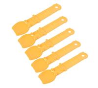 BUGUUYO 5pcs Cat Treat Dispenser Spoon Lightweight Portable Plastic Feeding Scoopers for Pets and Kittens Yellow Multi-functional Wet Food and Moist Snack Feeder with Portion Control and