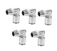 BUGUUYO 5Pcs Copper Pneumatic Tube Connectors Silver Nickel Plated Cylinder Fittings with Corrosion Resistance and High Compressive Strength for Home and Industrial Use