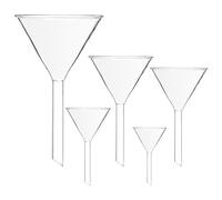 BUGUUYO 5pcs Glass Funnels for Labs Chemical Resistance Feeding Funnels with Long Stem for Precise Liquid Transfer in Analytical Chemistry Experiments