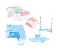 BUGUUYO 5pcs Hamster Toy Set Rainbow House Seesaw and Bridge for Fun Exercise Hamster Nest for Active Play and Rest Natural Material for Healthier Pets