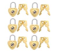 BUGUUYO 6 Sets Mini Heart-Shaped Padlocks with Keys Cute Vintage Decorative Locks for Diaries Jewelry Boxes Backpacks Portable Small Security Locks