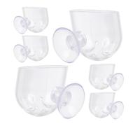 BUGUUYO 6pcs Acrylic Aquarium Plant Holder with Suction Cups Clear Round Fish Tank Feeder Pot for Red Worms Snail Feeding and Terrarium Decoration