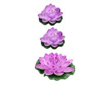 BUGUUYO 6pcs Artificial Water Lilies Decoration Medium Large Realistic Decor for Home and Garden Purple Floating Lotus Flowers and Leaves for Indoor Outdoor Use