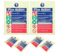 BUGUUYO 6pcs Fire Safety Instruction Stickers Self-adhesive Luminous Vinyl Fire Action Notice for Hospitals Hotels Industrial Sites Emergency Evacuation Sign