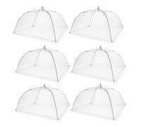 BUGUUYO 6pcs Foldable Mesh Food Cover with Steel Wire Frame, Black Cuisine Protective Net for Dining Table, Smooth Edges, Insect Protection, for Family Reunions and Dining