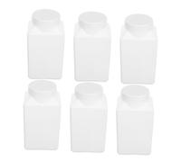 BUGUUYO 6pcs Hdpe Laboratory Reagent Bottles White Square Plastic Containers Chemical Storage with Wide Mouth Stackable Design for Liquid Samples