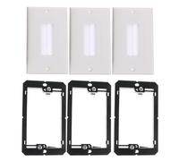 BUGUUYO 6pcs Low Voltage Bracket Cable Pass Through Insert Single Brush Wall Plate and 1 Gang Mounting Stand, Decora Brush Wall Plate Set for Home Theater and Office Wire Management