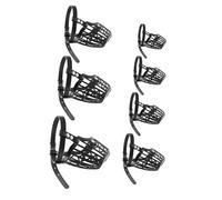BUGUUYO 7 Piece Plastic Basket Dog Muzzle Set with Adjustable PU Leather Strap Breathable Design Anti-Bite Safety Mask for Training and Behaviour Control
